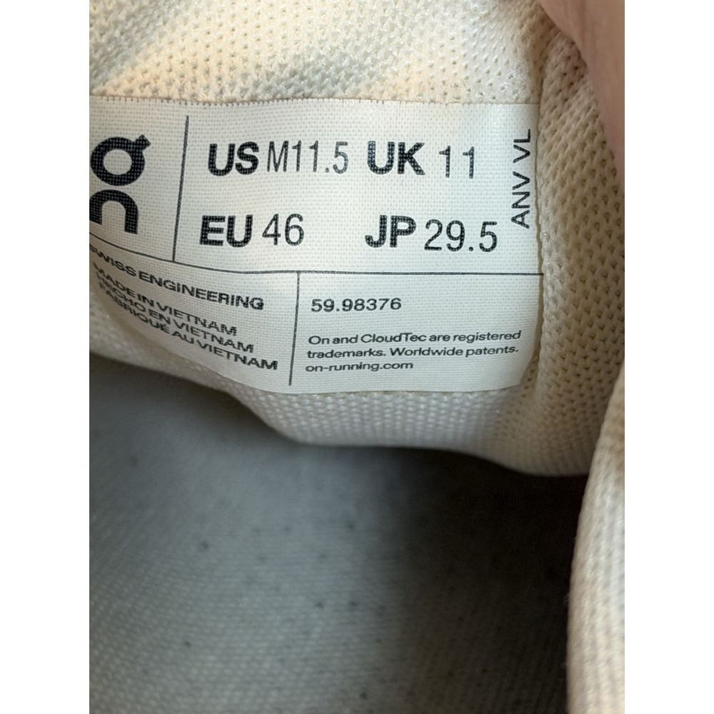 On Shoes Mens Size 11.5 Cloud 5 White Mesh Low Top Running Athletic Sneaker - Picture 5 of 6